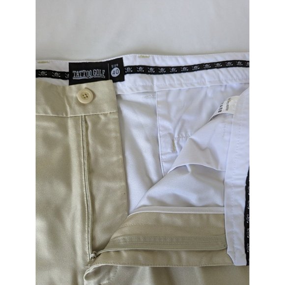 Tattoo Golf OB Shorts Size 40 Beige Solid Performance Outdoors Pockets - Picture 5 of 9